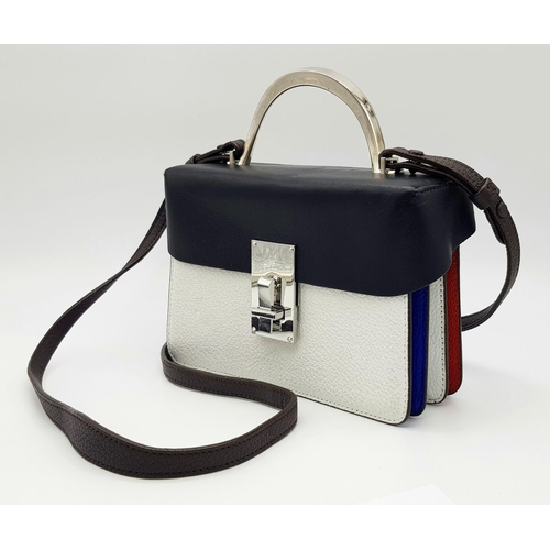 727 - A Sassy Volon Multi-Coloured Leather Hand/Shoulder Bag. Red, white, blue and brown leather exterior.... 