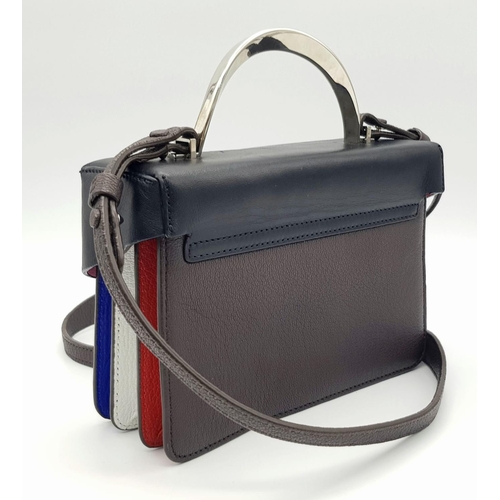 727 - A Sassy Volon Multi-Coloured Leather Hand/Shoulder Bag. Red, white, blue and brown leather exterior.... 