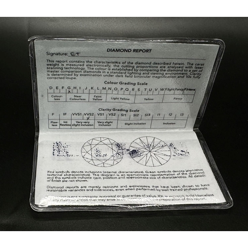 410 - A 0.414ct Round Brilliant Cut Diamond. VVS2 clarity, G colour. Comes with IDL certificate.
