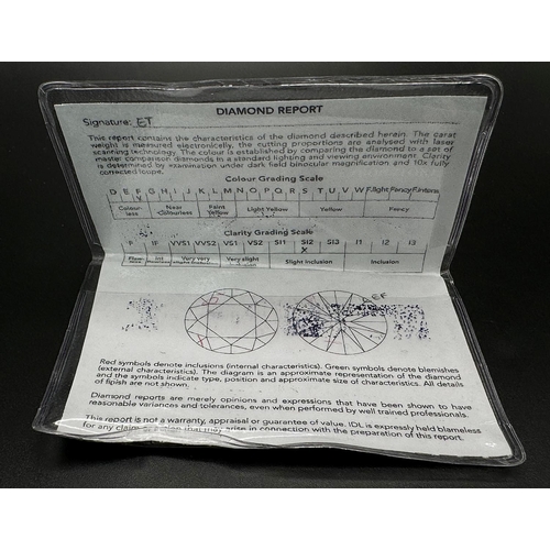 406 - A 0.403ct Round Brilliant Cut Diamond. SI2 clarity, F colour. Comes with IDL certificate.
