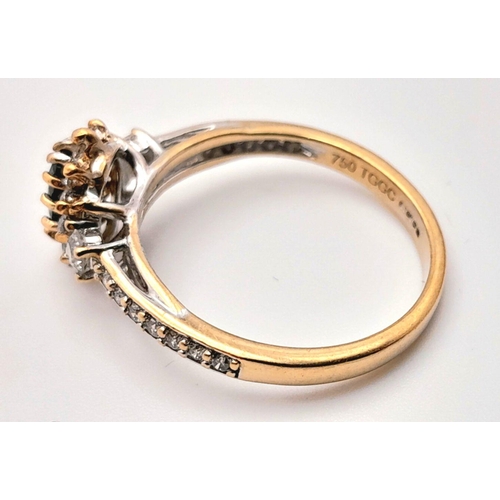 446 - An 18K Gold Sapphire and White Stone Ring. Size N. 3.3g