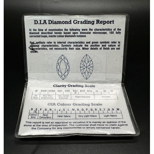699 - A 0.354ct Marquise Shape Diamond. SI1 clarity, E colour. Comes with IDCL certificate.