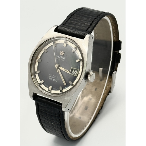 741 - A Vintage Tissot Automatic Seastar PR 516 Gents Watch. Black leather strap. Stainless steel case - 3... 