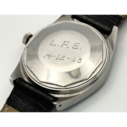 741 - A Vintage Tissot Automatic Seastar PR 516 Gents Watch. Black leather strap. Stainless steel case - 3... 