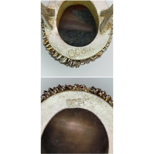 838 - A Victorian Carved Relief Cameo Pendant and Ring Set. Ring - size N. Pendant - 3.5cm.