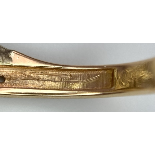 776 - An 18K Yellow Gold Diamond Leaf Form Crossover Ring. Size O 1/2. 3.2g