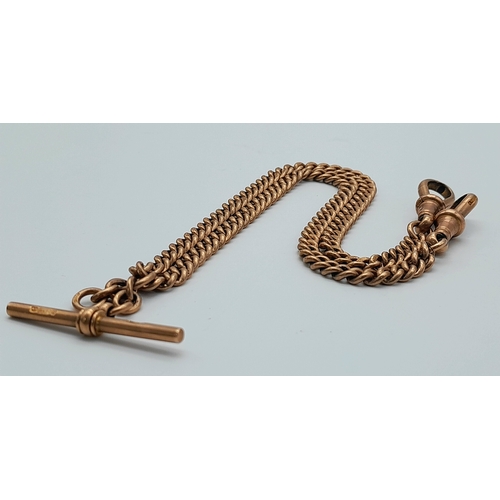 55 - An Antique 9K Rose Gold Albert Chain. 36cm. 31g