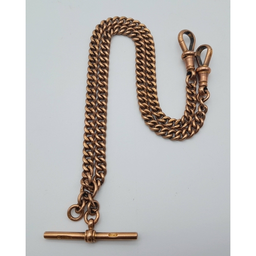 55 - An Antique 9K Rose Gold Albert Chain. 36cm. 31g