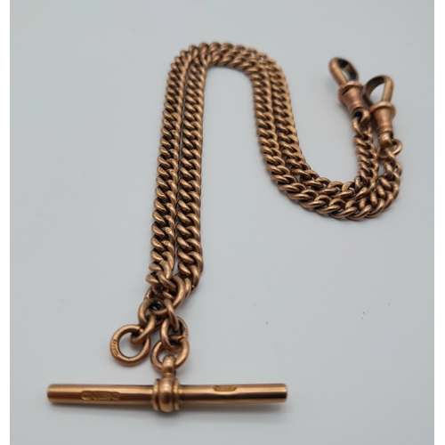 55 - An Antique 9K Rose Gold Albert Chain. 36cm. 31g