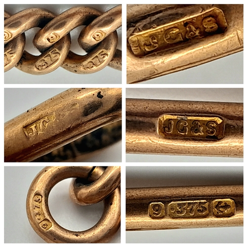 55 - An Antique 9K Rose Gold Albert Chain. 36cm. 31g