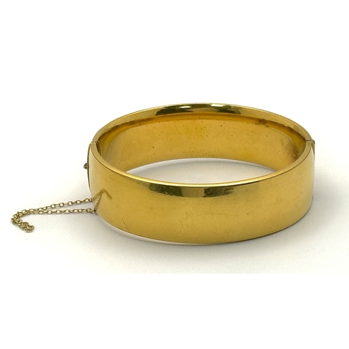 429 - A Vintage 9K Gold Plated (20 microns) Bangle. Decorative band with clip open design. 40g.