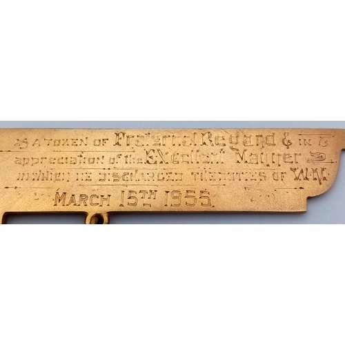 714 - A Fascinating 15K Gold Masonic Pendant. Hallmarks for Birmingham 1898 but given to the recipient in ... 