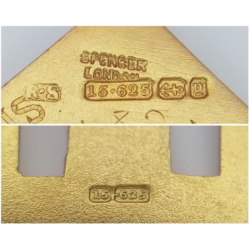 714 - A Fascinating 15K Gold Masonic Pendant. Hallmarks for Birmingham 1898 but given to the recipient in ... 