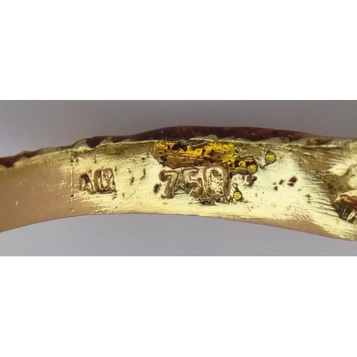 770 - An 18K Yellow Gold and Colourful Enamel Serpent Ring! Size K 1/2. 6.6g