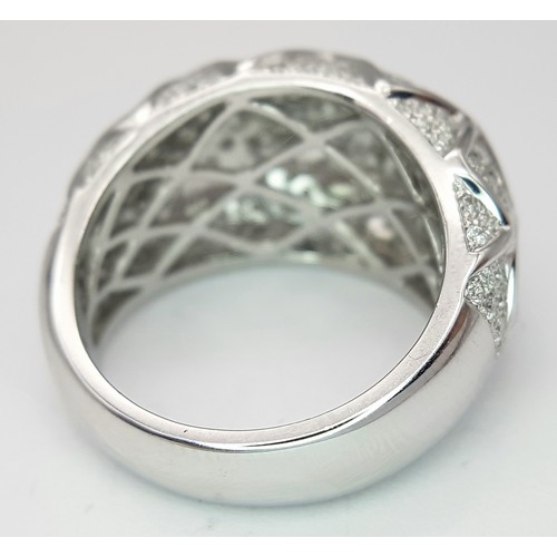 8 - AN 18K WHITE GOLD DIAMOND SET DRESS RING - 1.23CTW 11.9G. SIZE N. SC5082.