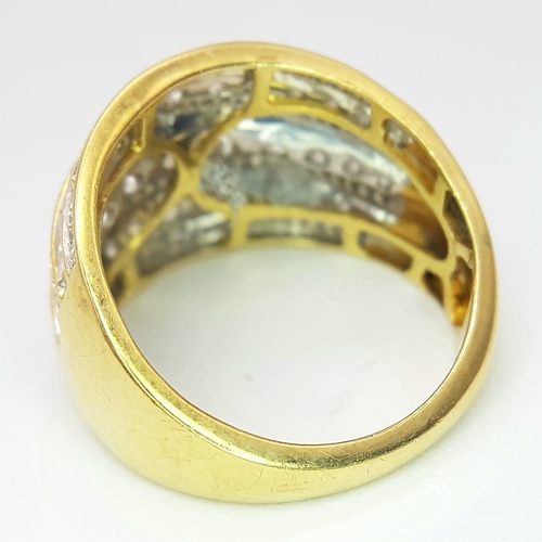 36 - AN 18K YELLOW GOLD 7 ROW DIAMOND RING. 1CTW. 5.9G. SIZE L. SC5078