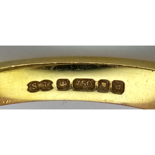 60 - AN 18K YELLOW GOLD DIAMOND & EMERALD HALF ETERNITY RING. 2.5G. SIZE O. SC5081