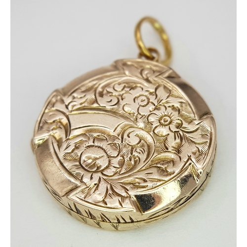 333 - A 9K YELLOW GOLD VINTAGE LOCKET. 2.5CM. 2.8G. SC5043.