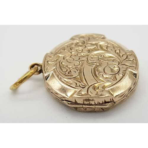 333 - A 9K YELLOW GOLD VINTAGE LOCKET. 2.5CM. 2.8G. SC5043.