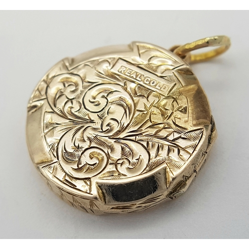 333 - A 9K YELLOW GOLD VINTAGE LOCKET. 2.5CM. 2.8G. SC5043.