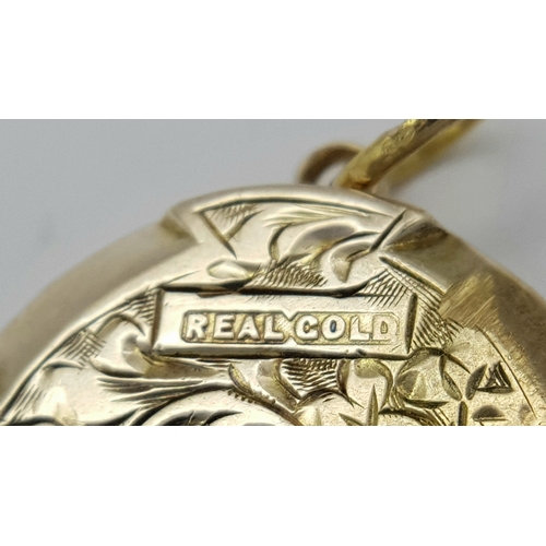 333 - A 9K YELLOW GOLD VINTAGE LOCKET. 2.5CM. 2.8G. SC5043.