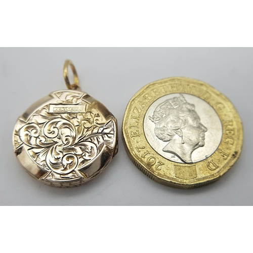 333 - A 9K YELLOW GOLD VINTAGE LOCKET. 2.5CM. 2.8G. SC5043.