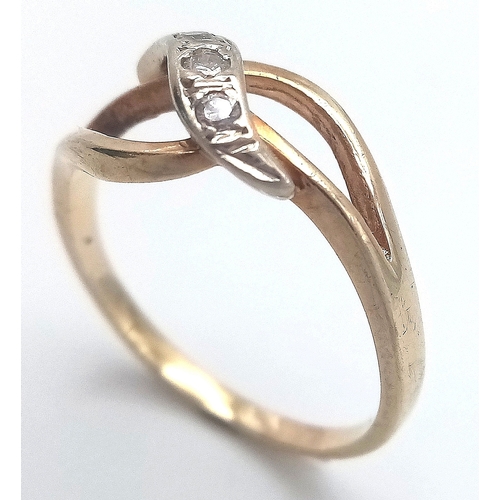 684 - A 9K YELLOW GOLD DIAMOND SET RING. 1.7G. SIZE J. SC5055