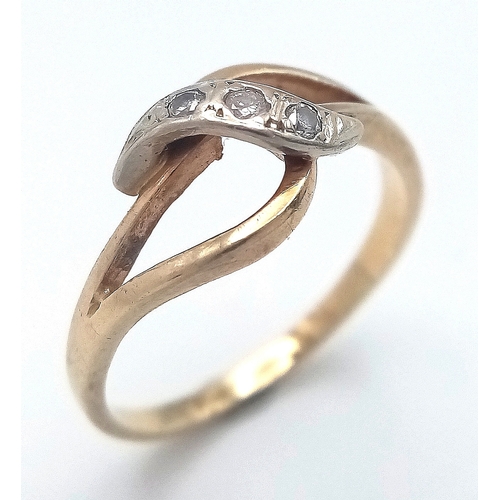 684 - A 9K YELLOW GOLD DIAMOND SET RING. 1.7G. SIZE J. SC5055
