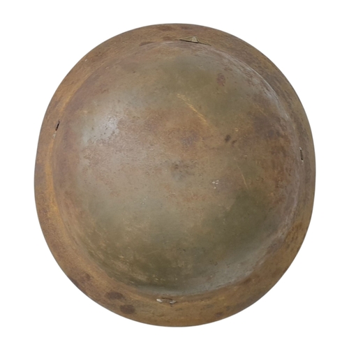 54 - A WW2 Japanese Type 90 Home Guard Leaders Helmet with liner and chin strap. Named to the 7th Guard C... 