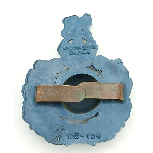 767 - A Rare WW2 Royal Marine Economy Plastic Cap Badge (Cellulose Acetate). In experimental blue. Made by... 