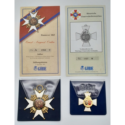 795 - Two German Gode Mint Replica Awards. Ideal display items.