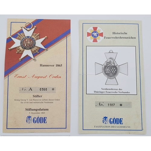 795 - Two German Gode Mint Replica Awards. Ideal display items.