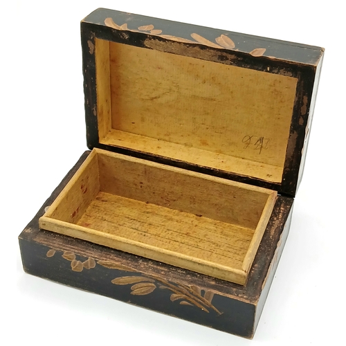 813 - A Hand Carved Wooden Box by a soldier in a Waffen SS Field Hospital.