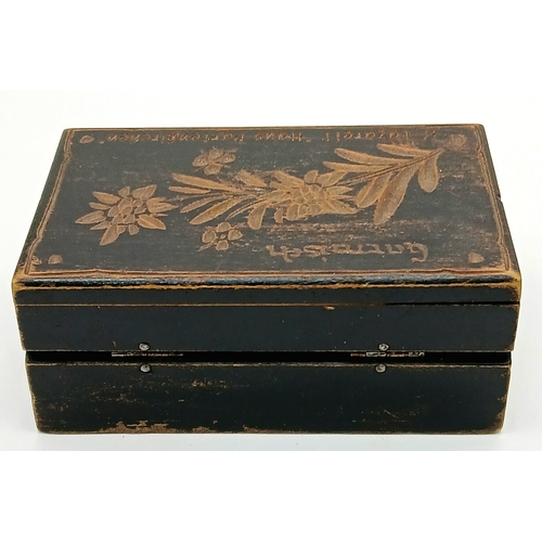 813 - A Hand Carved Wooden Box by a soldier in a Waffen SS Field Hospital.