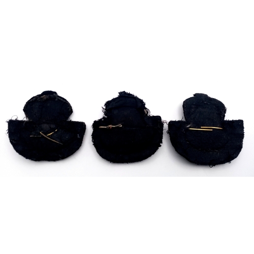886 - Three Bullion Wire Queens Crown R.A.F Officers Cap Badges.
