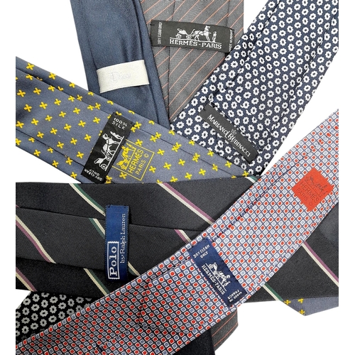 362 - Six Silk Ties - Rubinacci, Ralph Lauren, Hermes and Dior. In good condition overall, one Ralph Laure... 