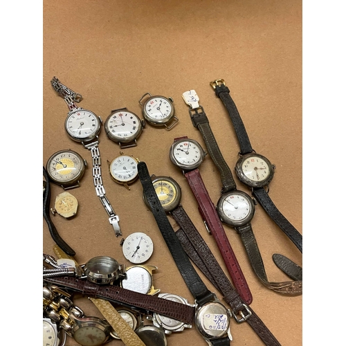 344 - A silver trench watches & other assorted watches etc , spares or repair ( untested ). Ref: Lu61