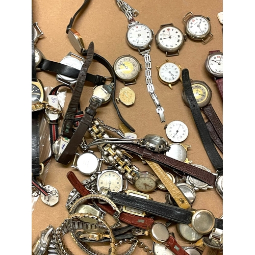 344 - A silver trench watches & other assorted watches etc , spares or repair ( untested ). Ref: Lu61