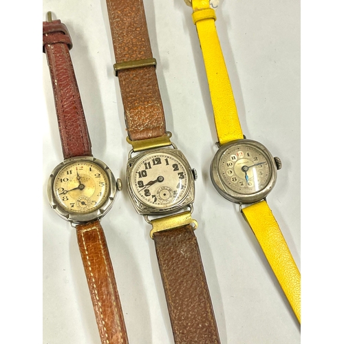 745 - Three silver trench watches ( all working ). Ref: Lu57