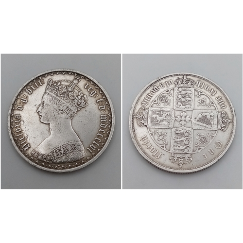 758 - An 1856 Queen Victoria Silver Florin Coin. S3891. Please see photos for conditions.