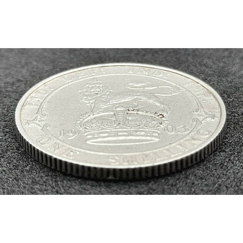 765 - An Edward VII 1903 Silver One Shilling Coin. Please see photos for conditions.