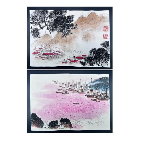 791 - An album of landscapes; Chinese ink and watercolor on paper; Attribute to Qian Songyan,
Was a gift f... 