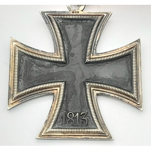 854 - A 1957 Pattern Knights Cross - Of the Iron Cross. Markings of 800 silver. With ribbon. Non magnetic ... 