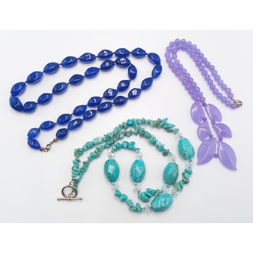 884 - Six Different Style Semi-Precious Gemstone Necklaces. Includes turquoise and aventurine.