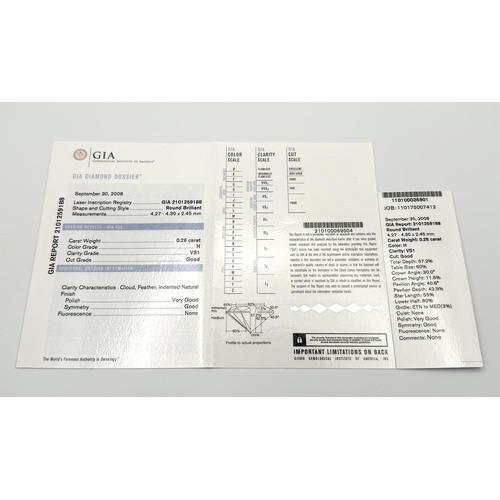 191 - A PLATINUM DIAMOND 3 STONE RING - 0.56CT CENTRE DIAMOND IS GIA CERTIFIED -0.26CT. H - COLOUR. VS1 CL... 