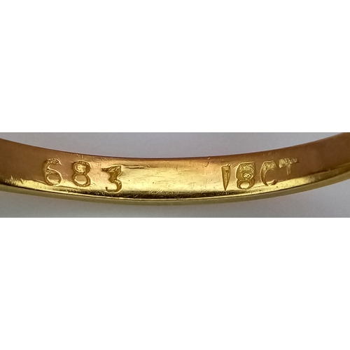 188 - AN 18K YELLOW GOLD, DIAMOND, AND EMERALD RING. 3.2G. SIZE U. SC7063.