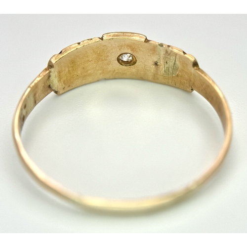 237 - A 15K YELLOW GOLD ANTIQUE OLD CUT DIAMOND AND PEARL RING. 2.9G. SIZE Y. HALLMARKED 1885 BIRMINGHAM. ... 