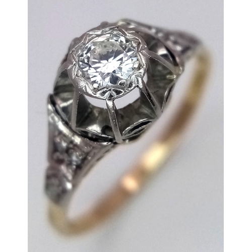 209 - A VINTAGE 18K GOLD AND PLATINUM DIAMOND RING. 0.25CT, 2.2G TOTAL WEIGHT, SIZE N. Ref: SP 7001
