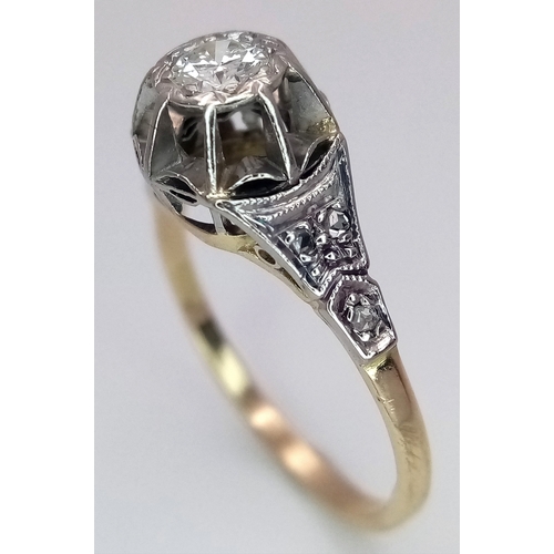 209 - A VINTAGE 18K GOLD AND PLATINUM DIAMOND RING. 0.25CT, 2.2G TOTAL WEIGHT, SIZE N. Ref: SP 7001