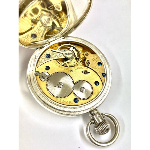 213 - A GENTS SILVER HALF HUNTER POCKET WATCH. IN WORKING ORDER  . REF: LU15/16.